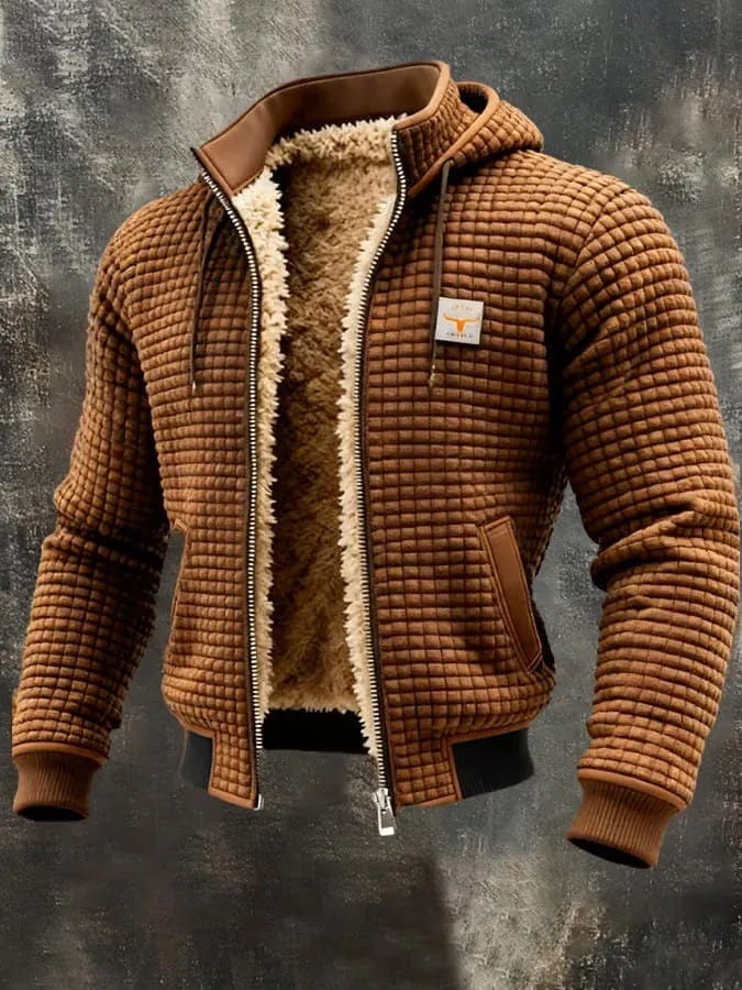 Sherpa-Lined Waffle Jacket