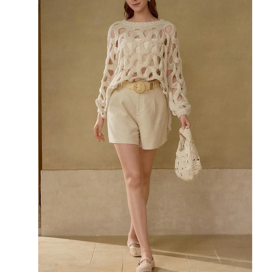 SOLEIL™ – Openwork Crochet Pullover Sweater