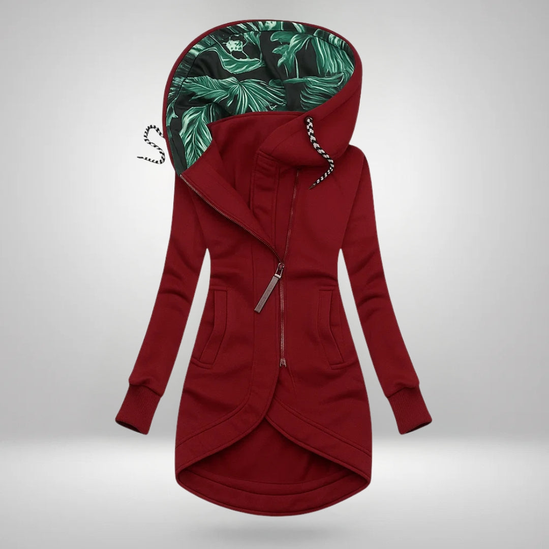 Bernadette Quilted Winter Coat in Burgundy