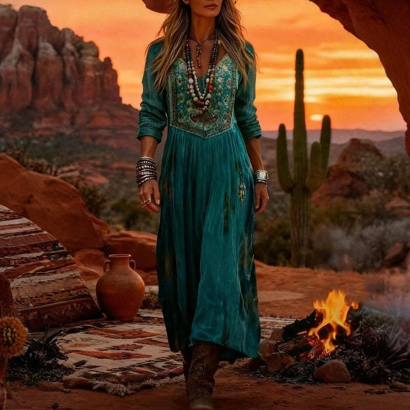Louisa Elegant Bohemian Maxi Dress detail