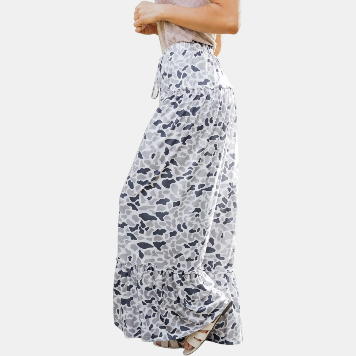 Women's Wide Leg Ruffle Hem Drawstring Pants