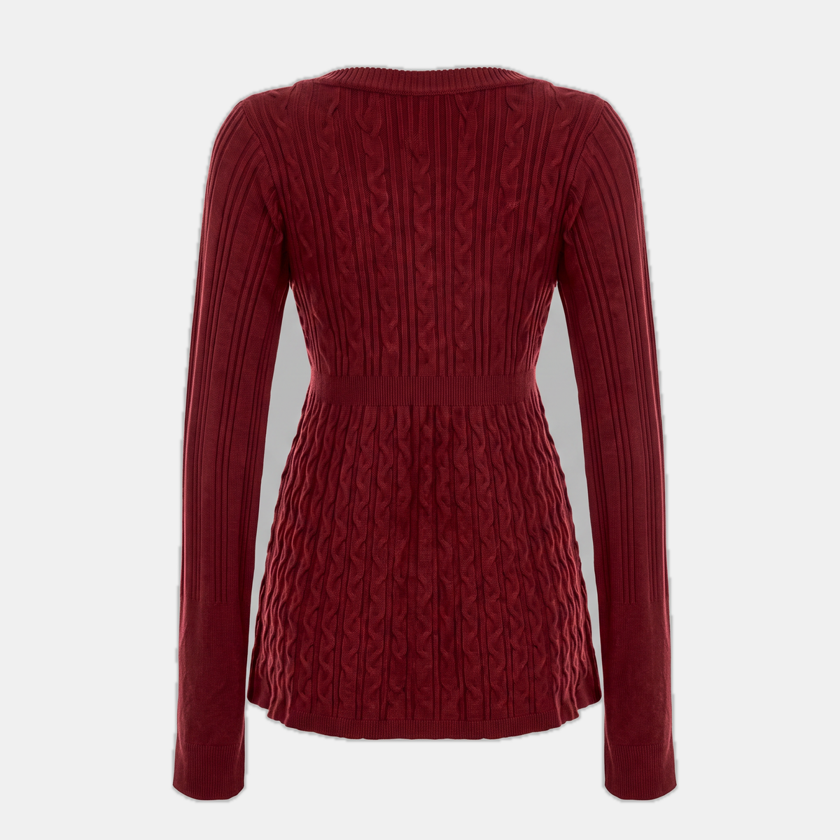 Women's Cable Knit Empire Waist V-Neck A Line Sweater Top