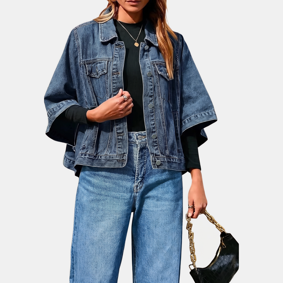 Harriet Denim Jacket Cape detail 1