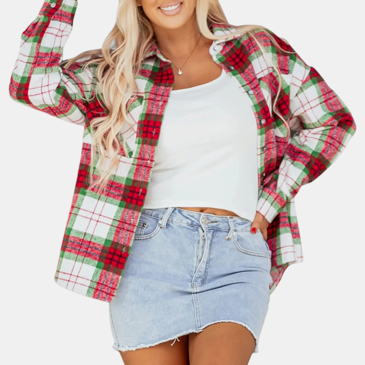 Women's Flannel Oversized Button Front Plaid Shacket
