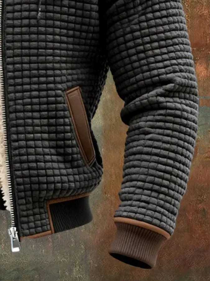 Sherpa-Lined Waffle Jacket