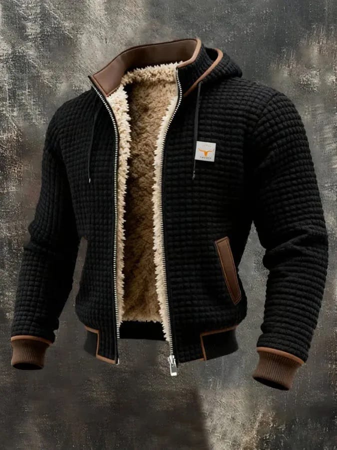 Sherpa-Lined Waffle Jacket