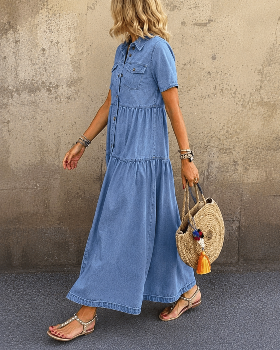 Priscilla | Belly-covering Midi Dress with Buttons