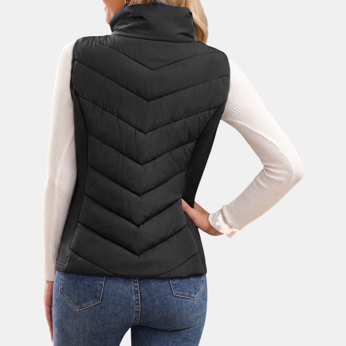 Women's Quilted Puffer Vest Stand Collar Zip Up Sleeveless Gilet