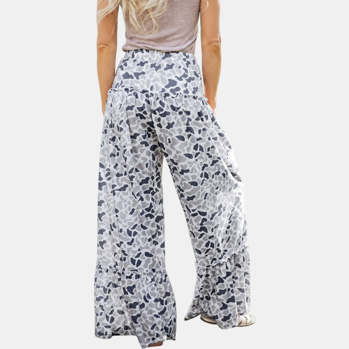 Women's Wide Leg Ruffle Hem Drawstring Pants