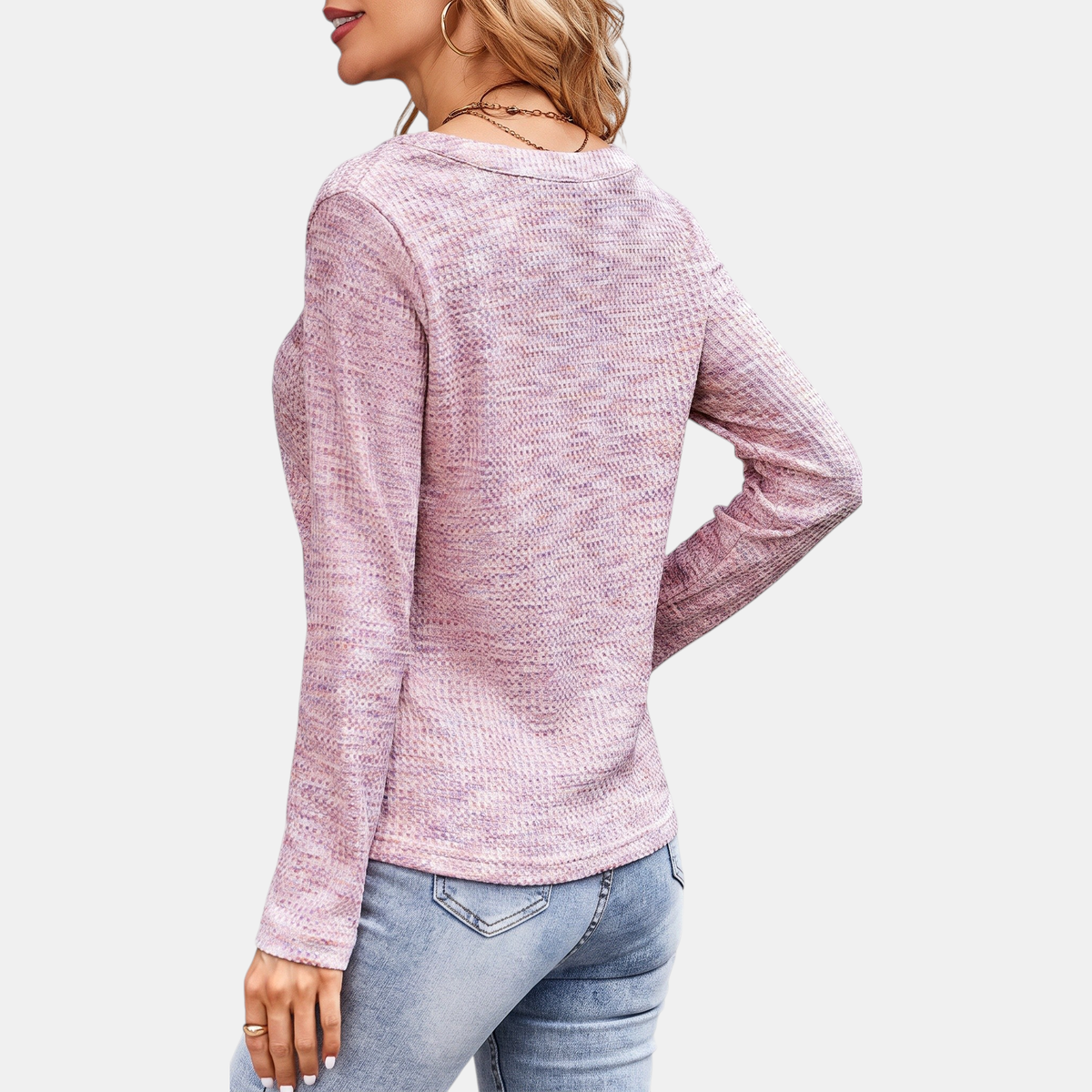 Women's Shimmer Knit V-Neck Long Sleeve Sweater Top
