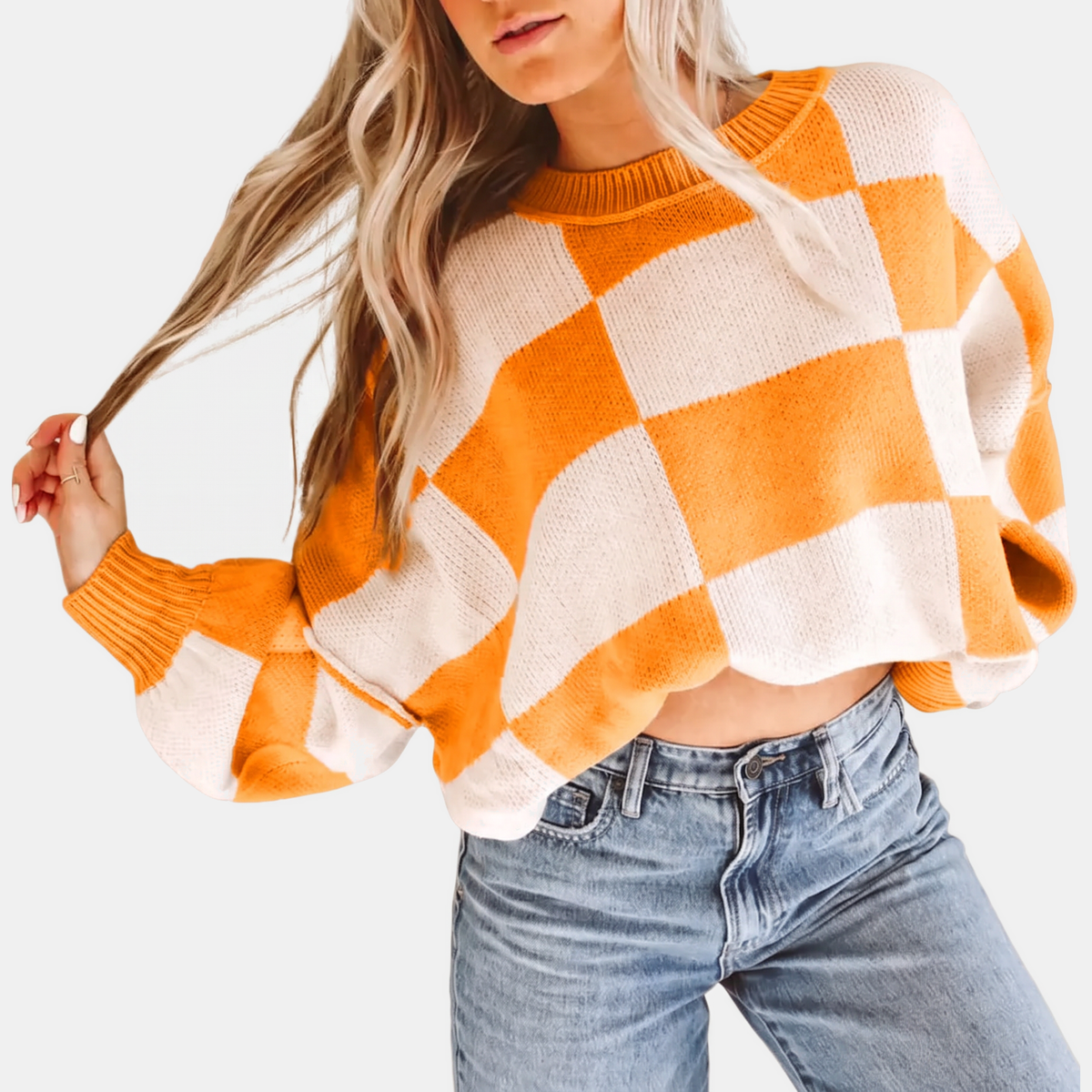 Women's Oversized Balloon Sleeve Chunky Knit Sweater