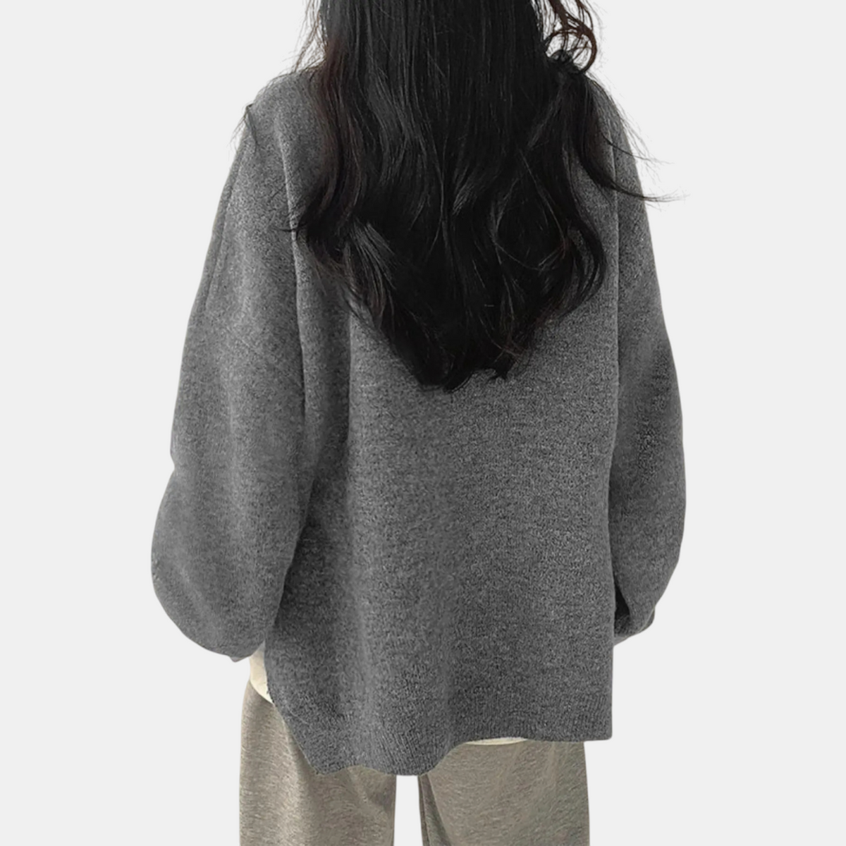 Women's Oversized Sweater Batwing Sleeve Side Slit Pullover
