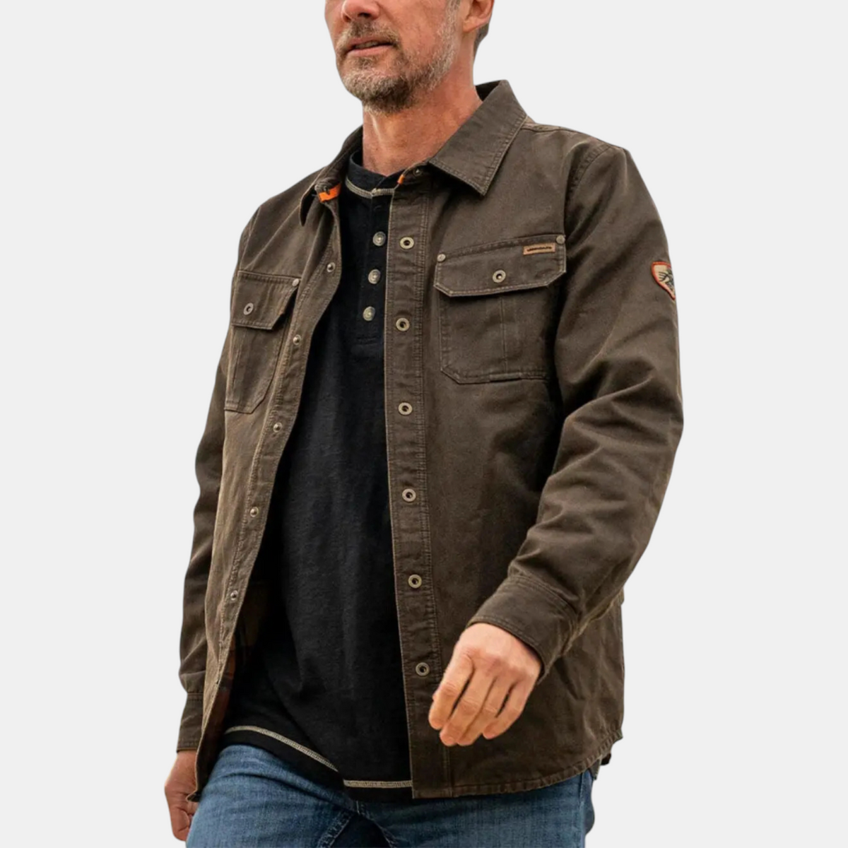 Women's Flannel Lined Snap Button Canvas Shacket