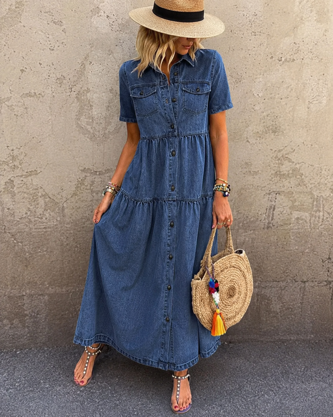 Priscilla | Belly-covering Midi Dress with Buttons