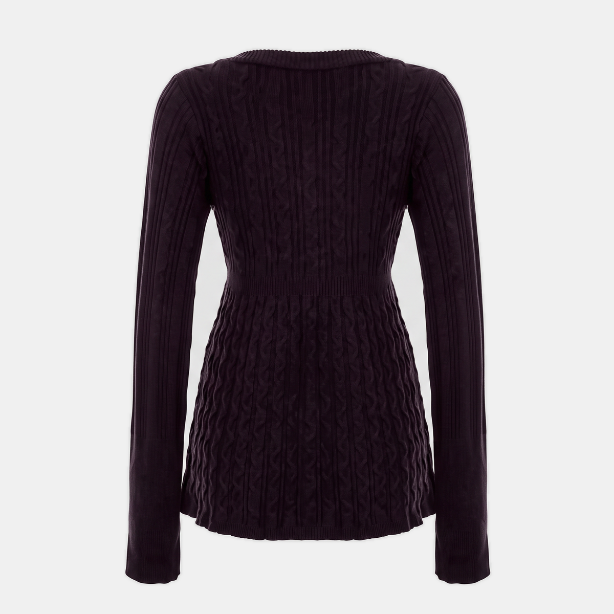 Women's Cable Knit Empire Waist V-Neck A Line Sweater Top