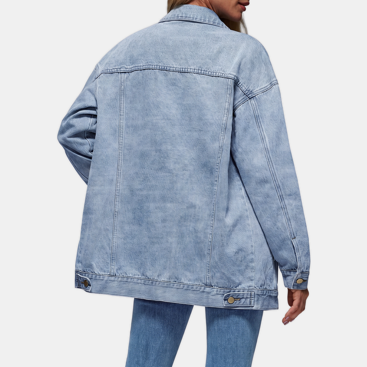Women's Oversized Snap Button Denim Jacket