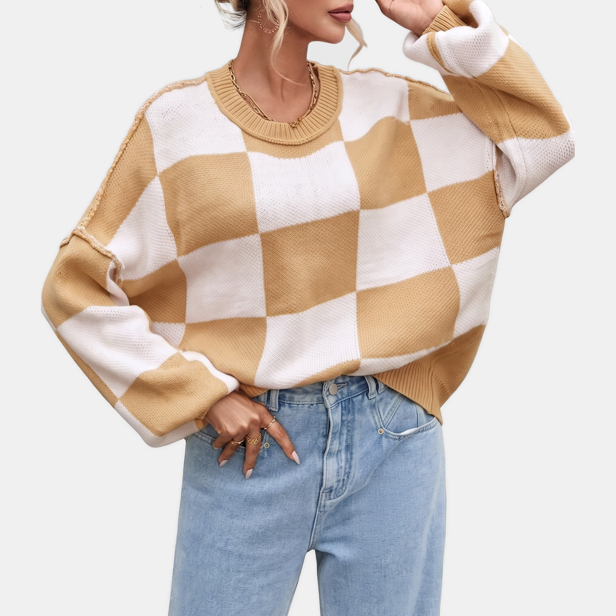 Women's Oversized Balloon Sleeve Chunky Knit Sweater