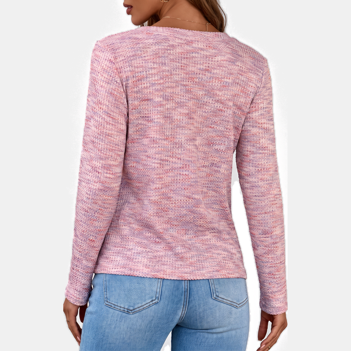 Women's Shimmer Knit V-Neck Long Sleeve Sweater Top