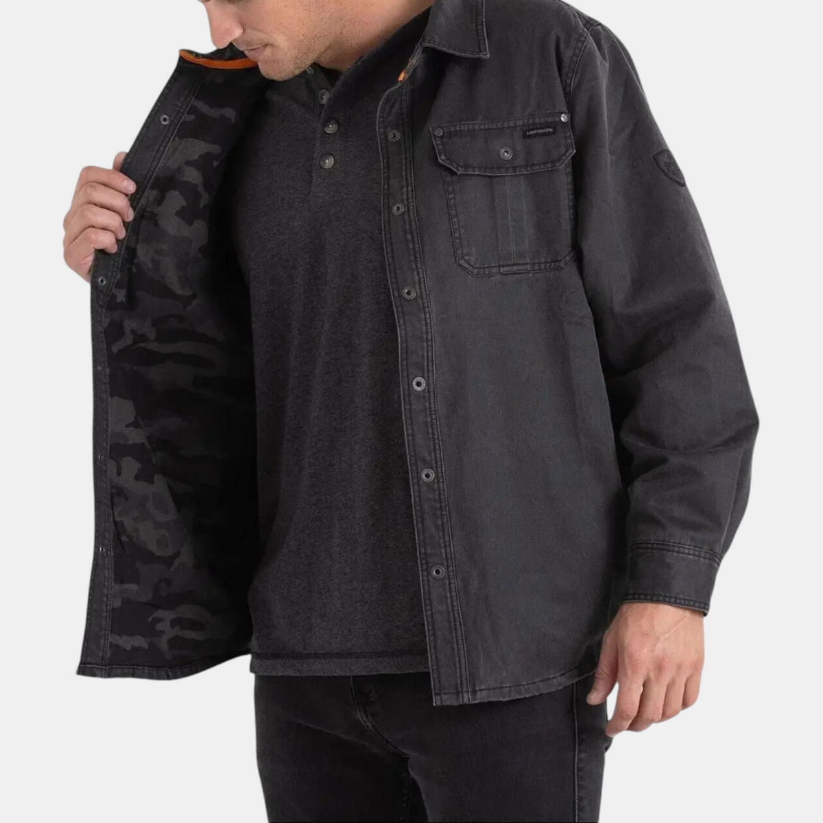 Women's Flannel Lined Snap Button Canvas Shacket