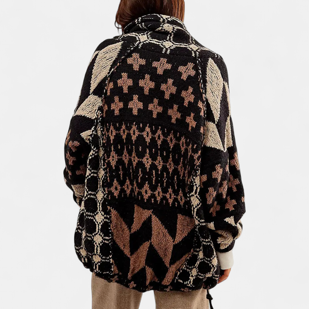 YARA™ – Y2K Abstract Print Knit Cardigan