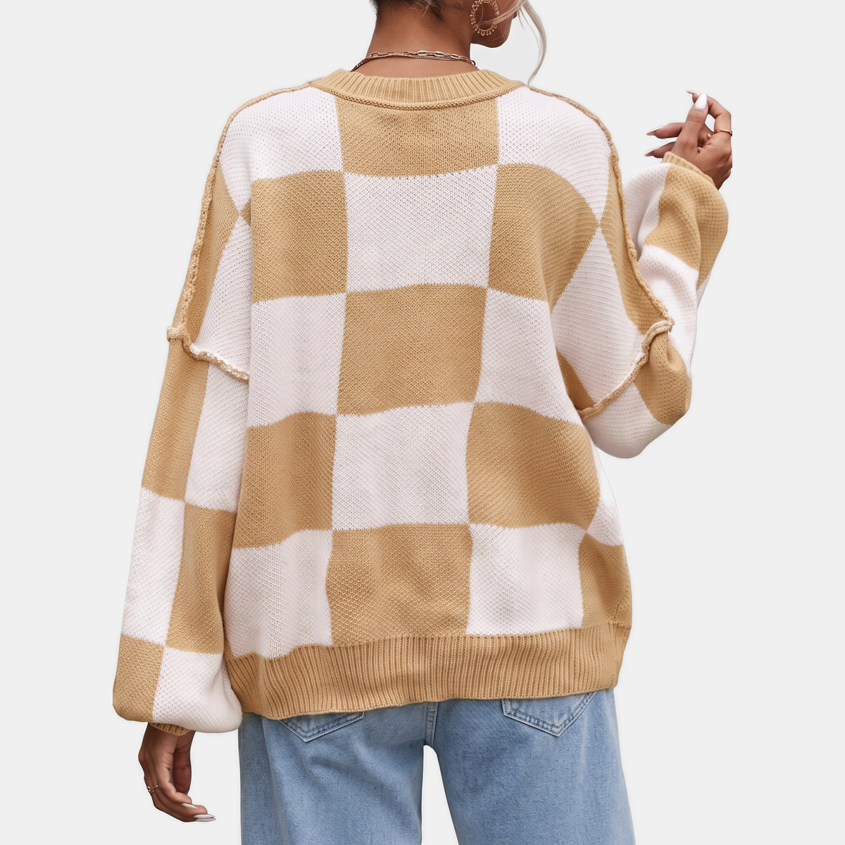 Women's Oversized Balloon Sleeve Chunky Knit Sweater