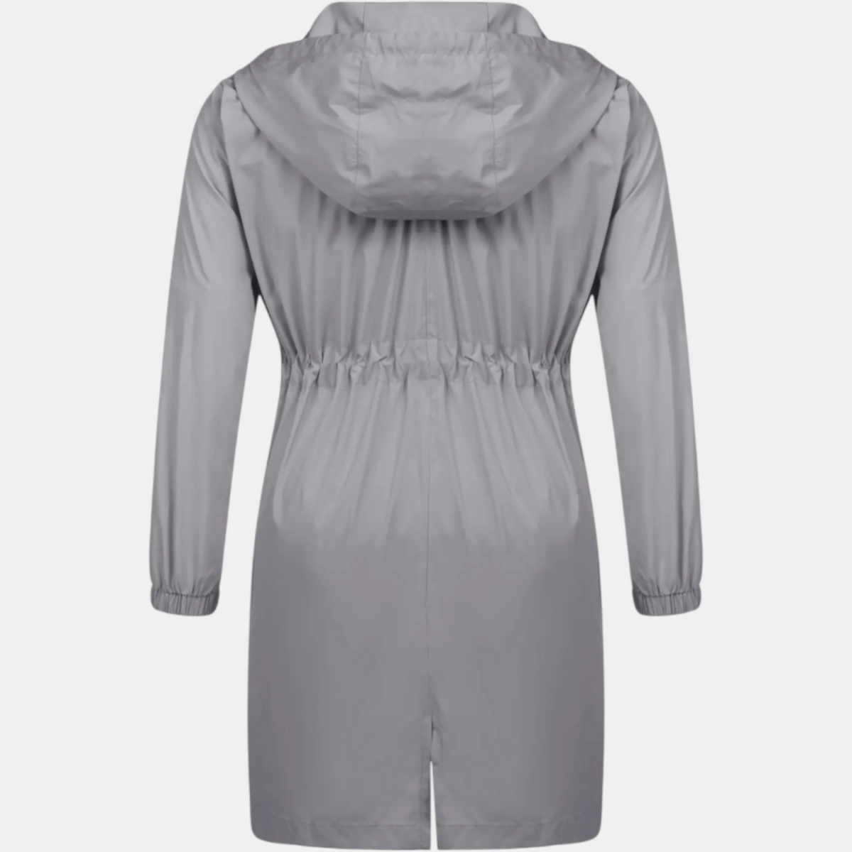 Women's Windbreaker Drawstring Waist Hooded Longline Jacket