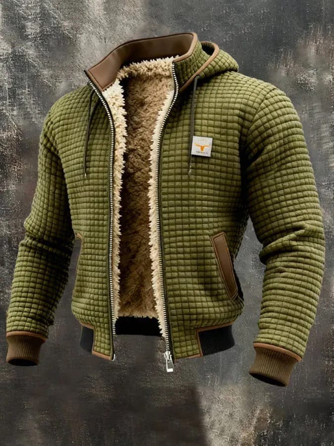 Sherpa-Lined Waffle Jacket
