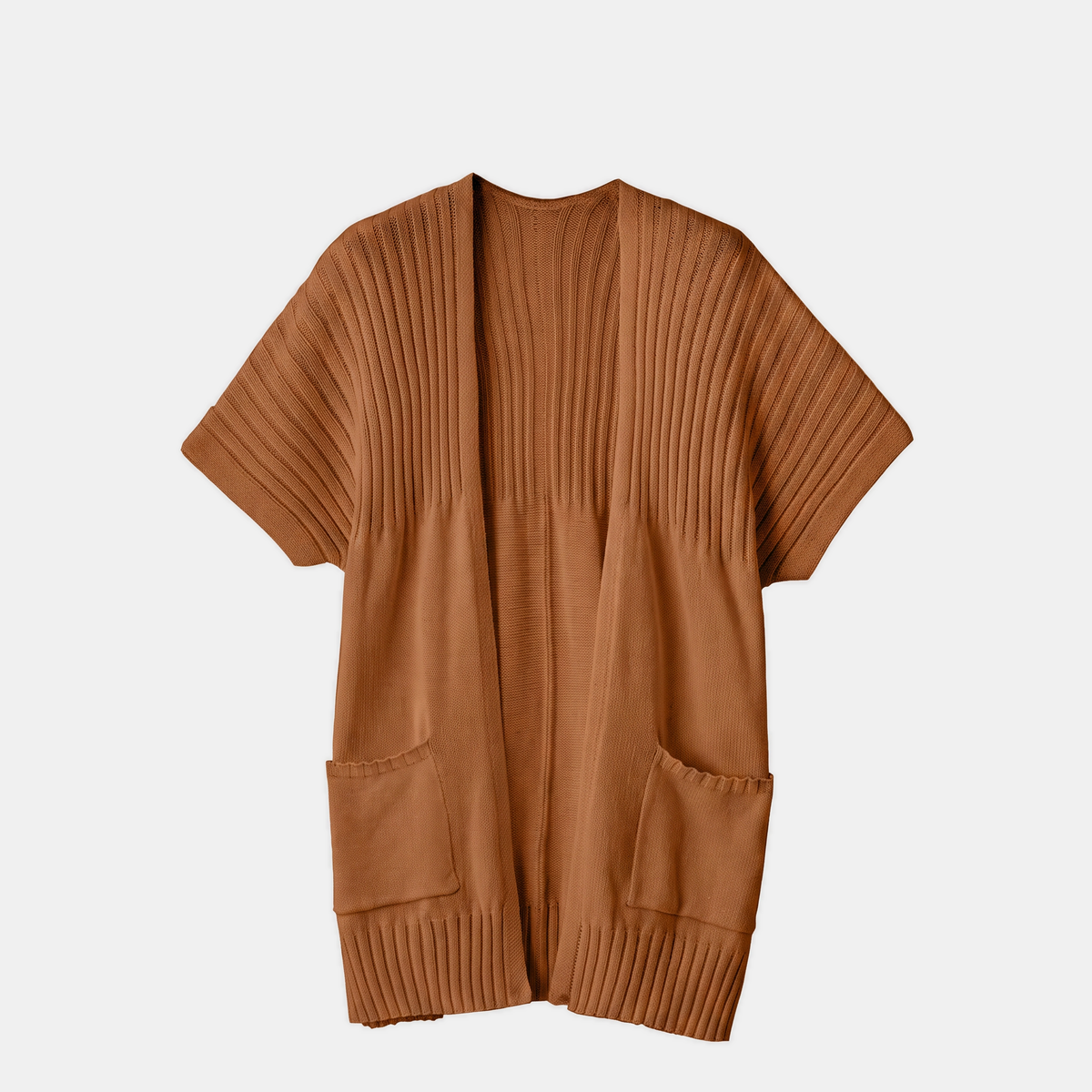 Women's Short Sleeve Cardigan Chunky Knit Open Front Sweater