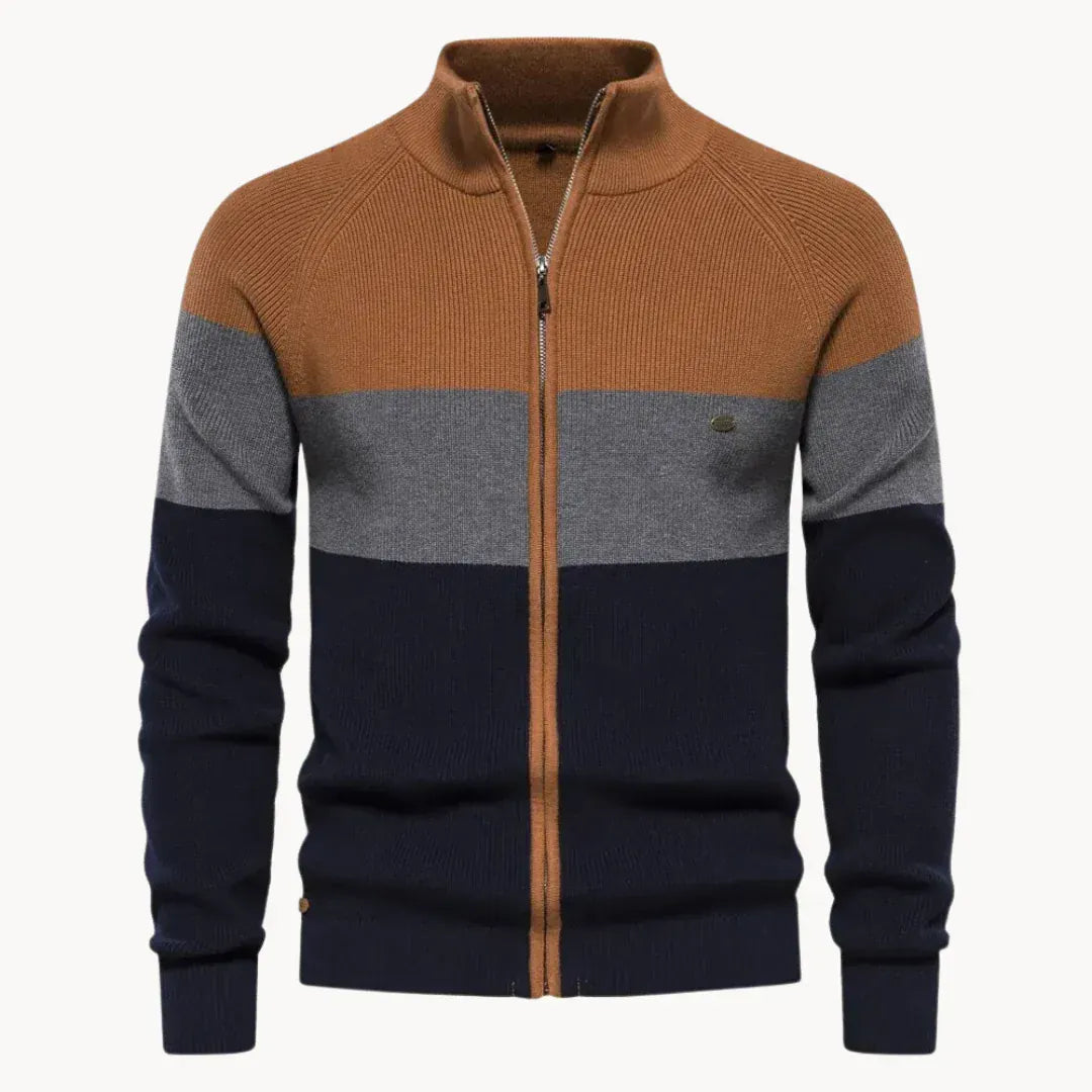 Colorblock Zip Cardigan