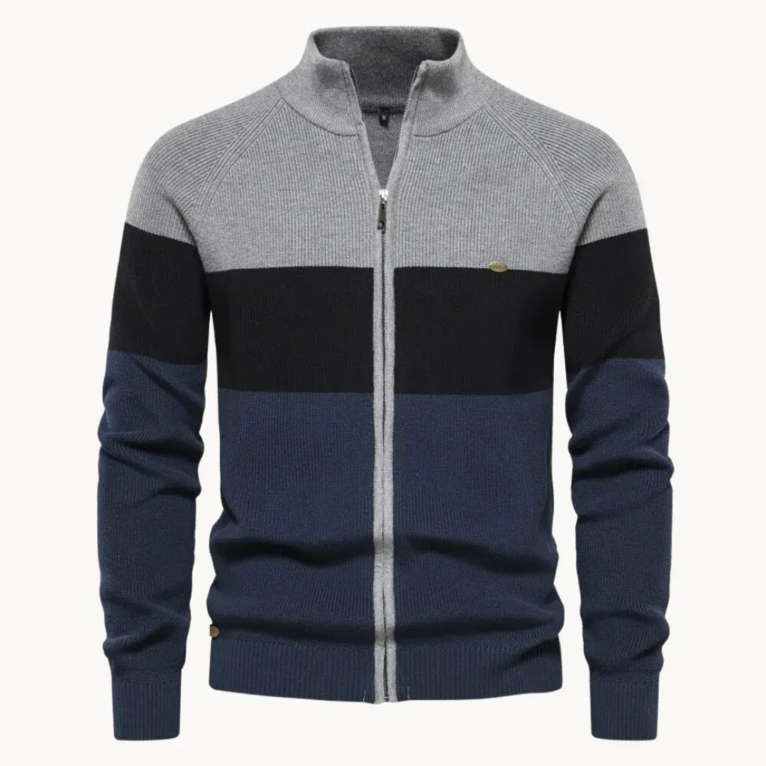 Colorblock Zip Cardigan