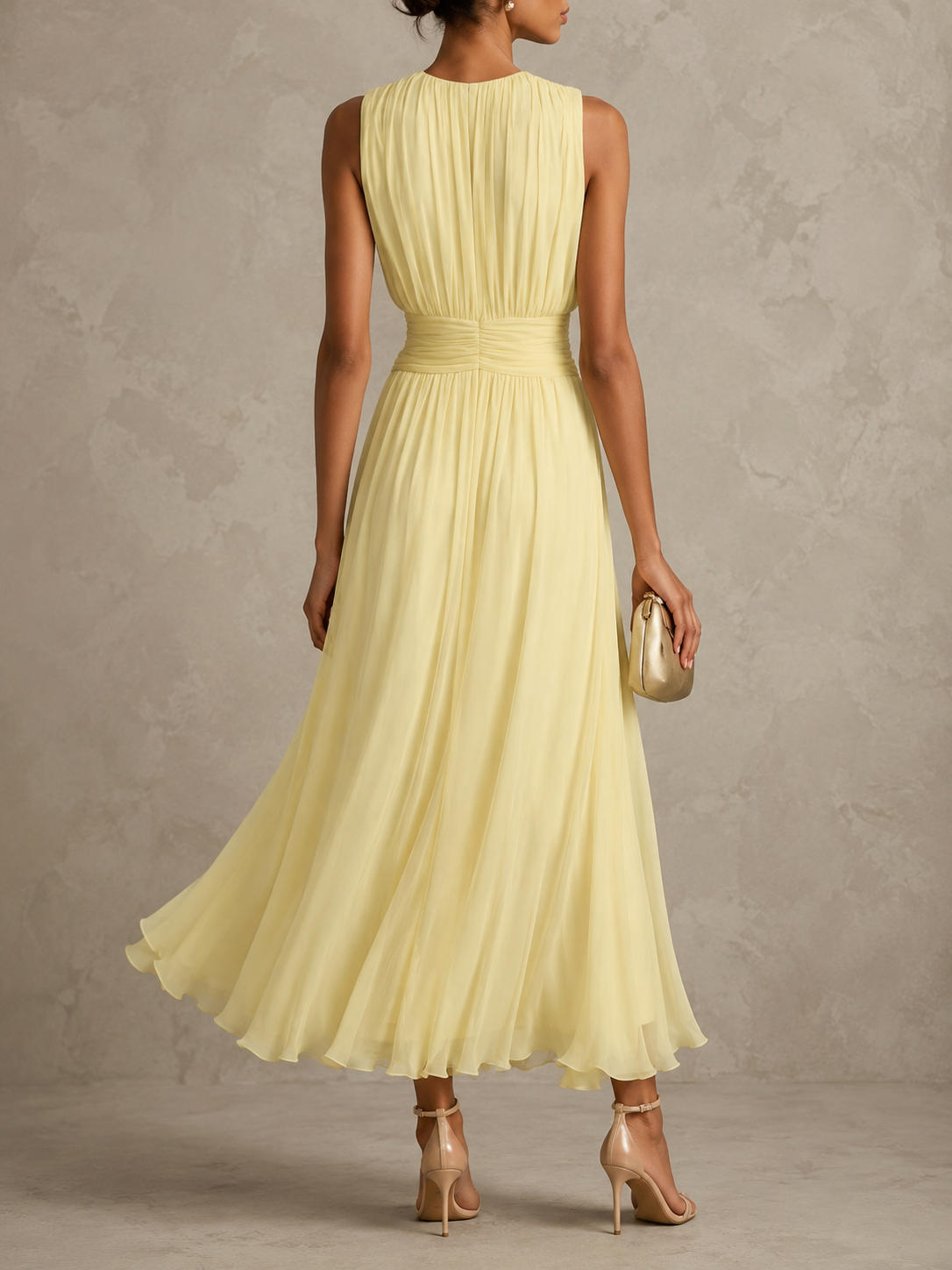 Vanessa Ruched Waist Sleeveless Maxi Dress detail