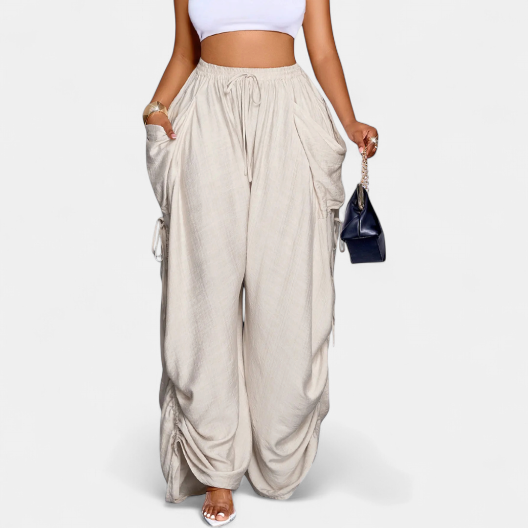ROXANNE™ – Retro Punk Drawstring Wide-Leg Pants