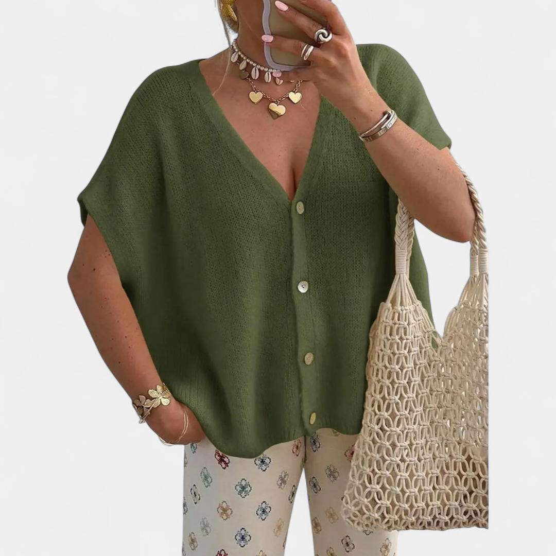 HAZEL™ – Relaxed V-Neck Knit Cardigan