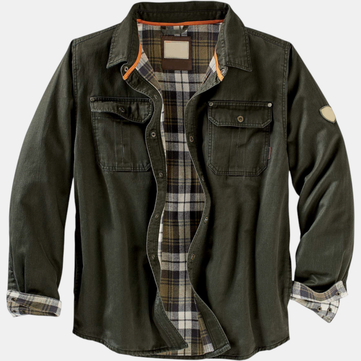 Women's Flannel Lined Snap Button Canvas Shacket