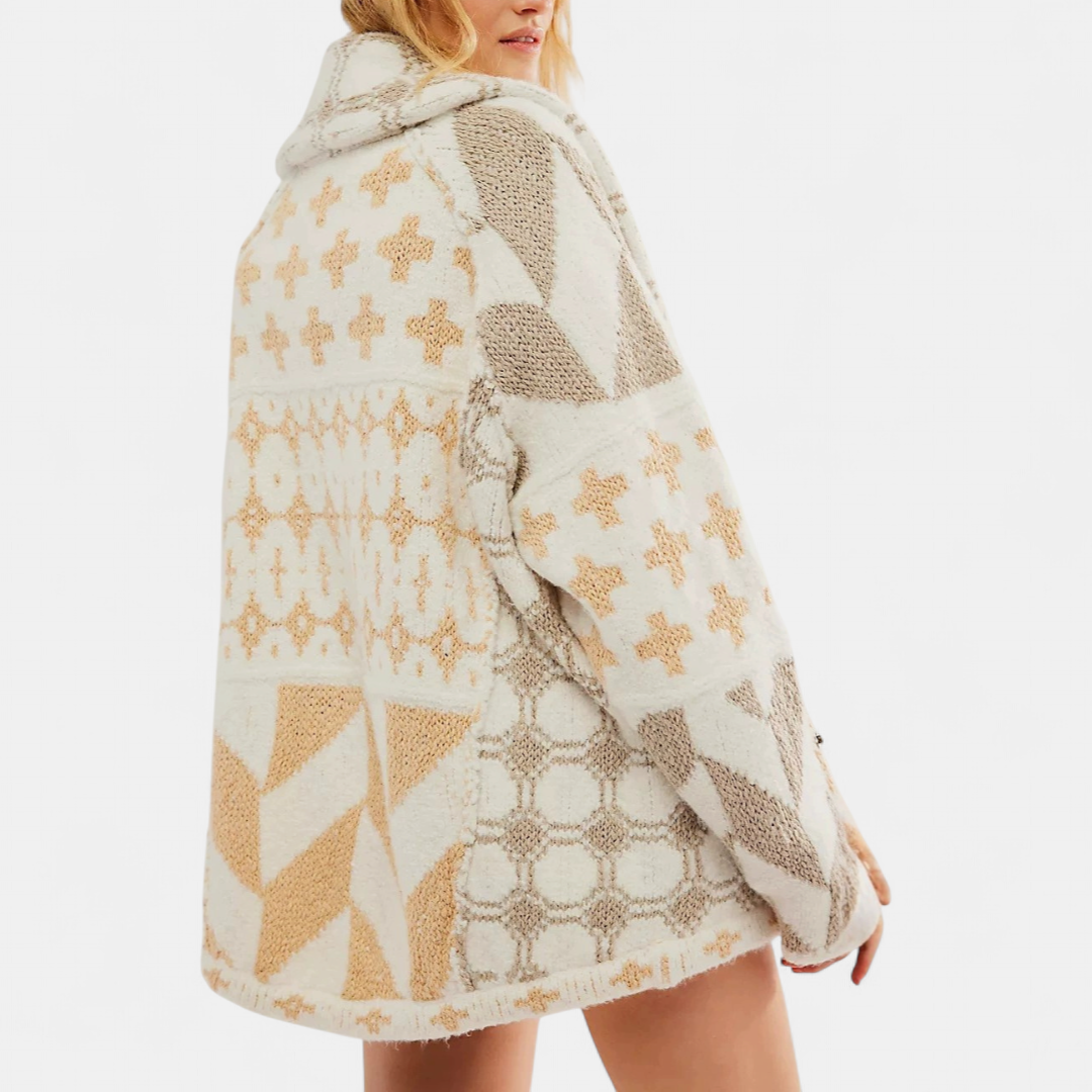 YARA™ – Y2K Abstract Print Knit Cardigan