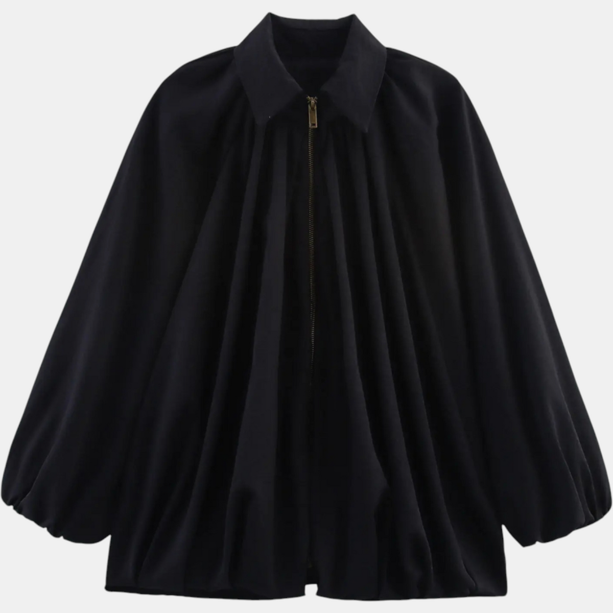 Women's Balloon Sleeve Zip Up Oversized Bomber Jacket