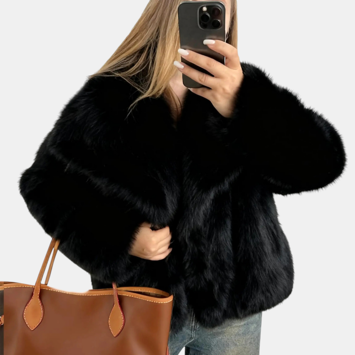 Women's Faux Fur Open Front Fluffy Short Jacket