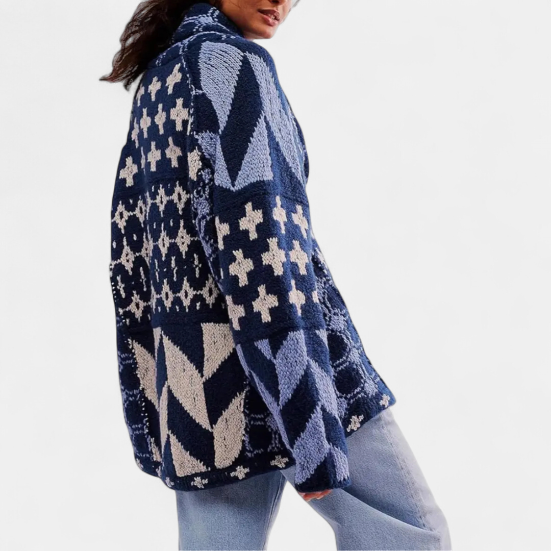 YARA™ – Y2K Abstract Print Knit Cardigan