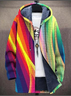 Marlene Artful Hooded Cardigan in Multicolor Green