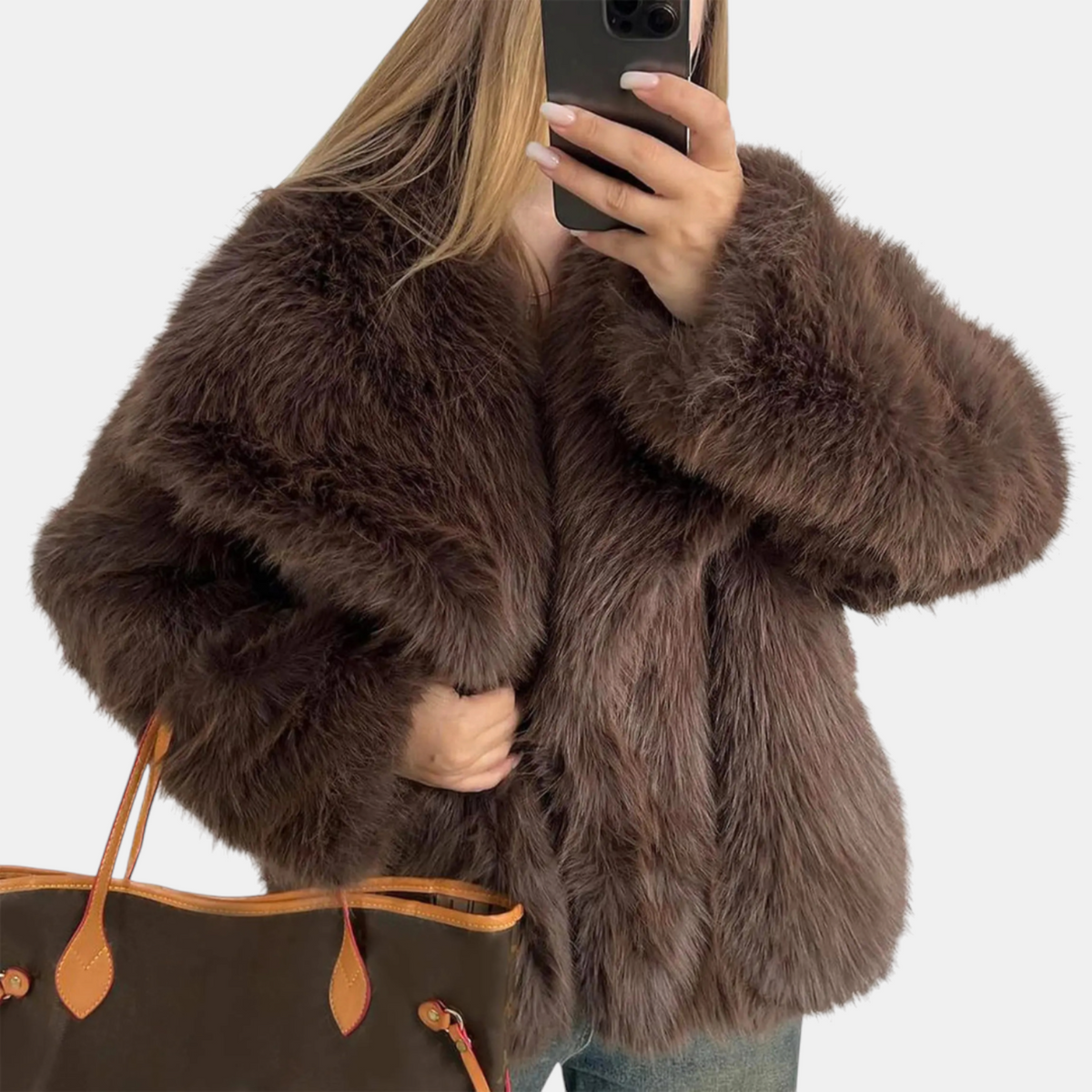 Women's Faux Fur Open Front Fluffy Short Jacket