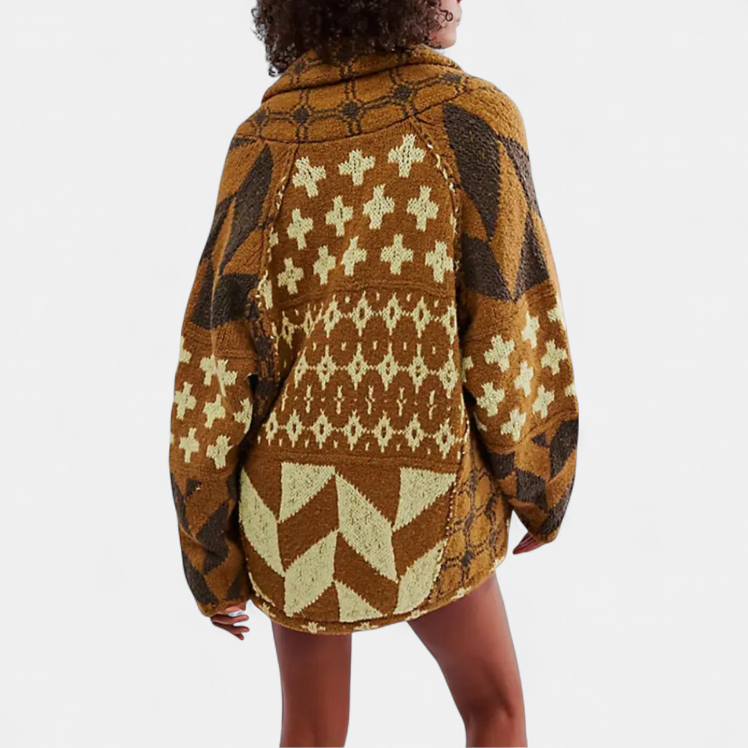 YARA™ – Y2K Abstract Print Knit Cardigan