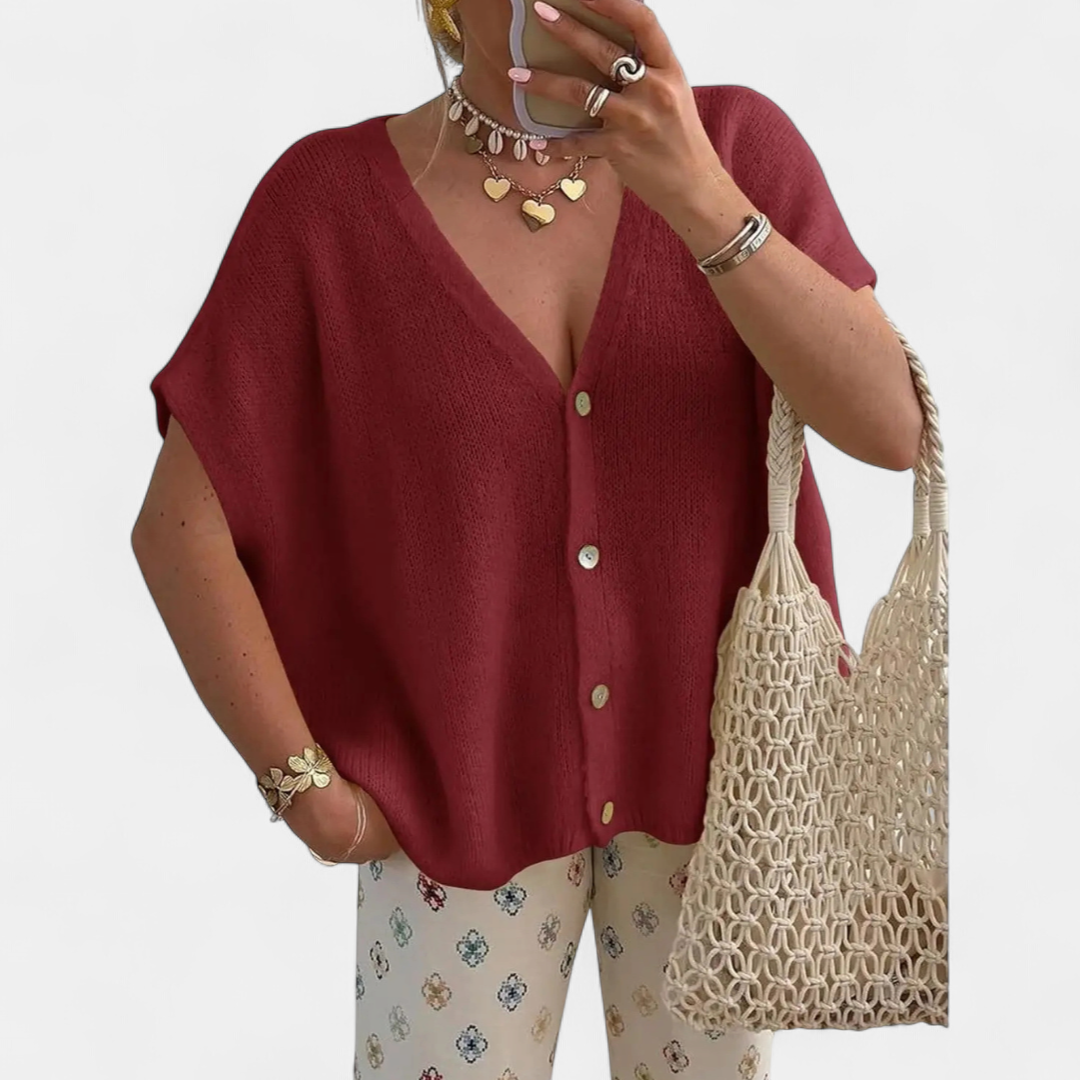 HAZEL™ – Relaxed V-Neck Knit Cardigan