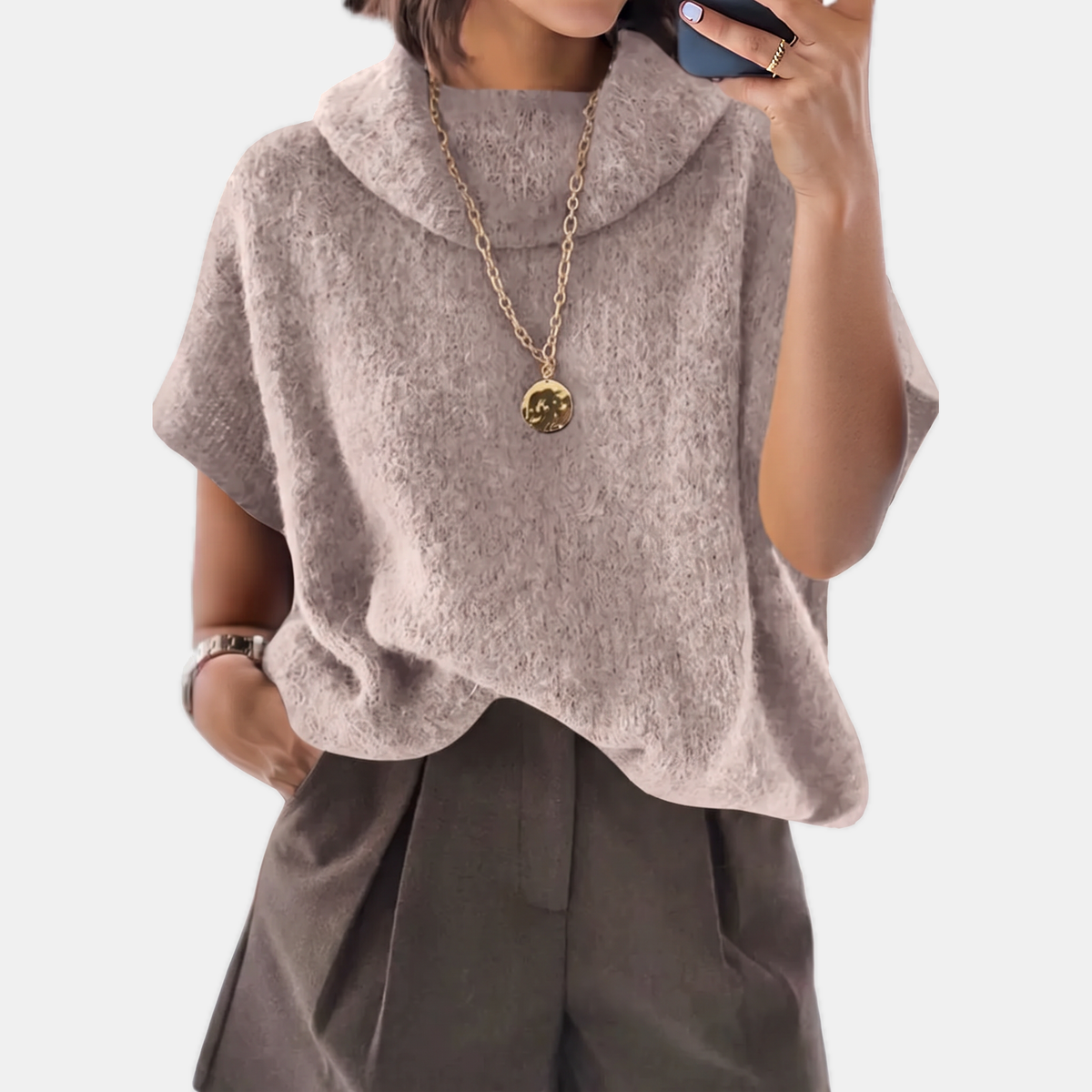 Women's Turtleneck Batwing Sleeve Oversized Knit Sweater