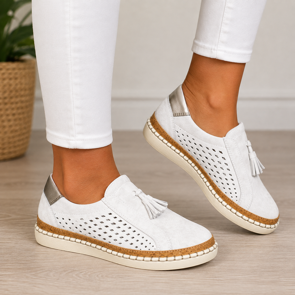 Cordelia Orthopedic Comfort Moccasins in White