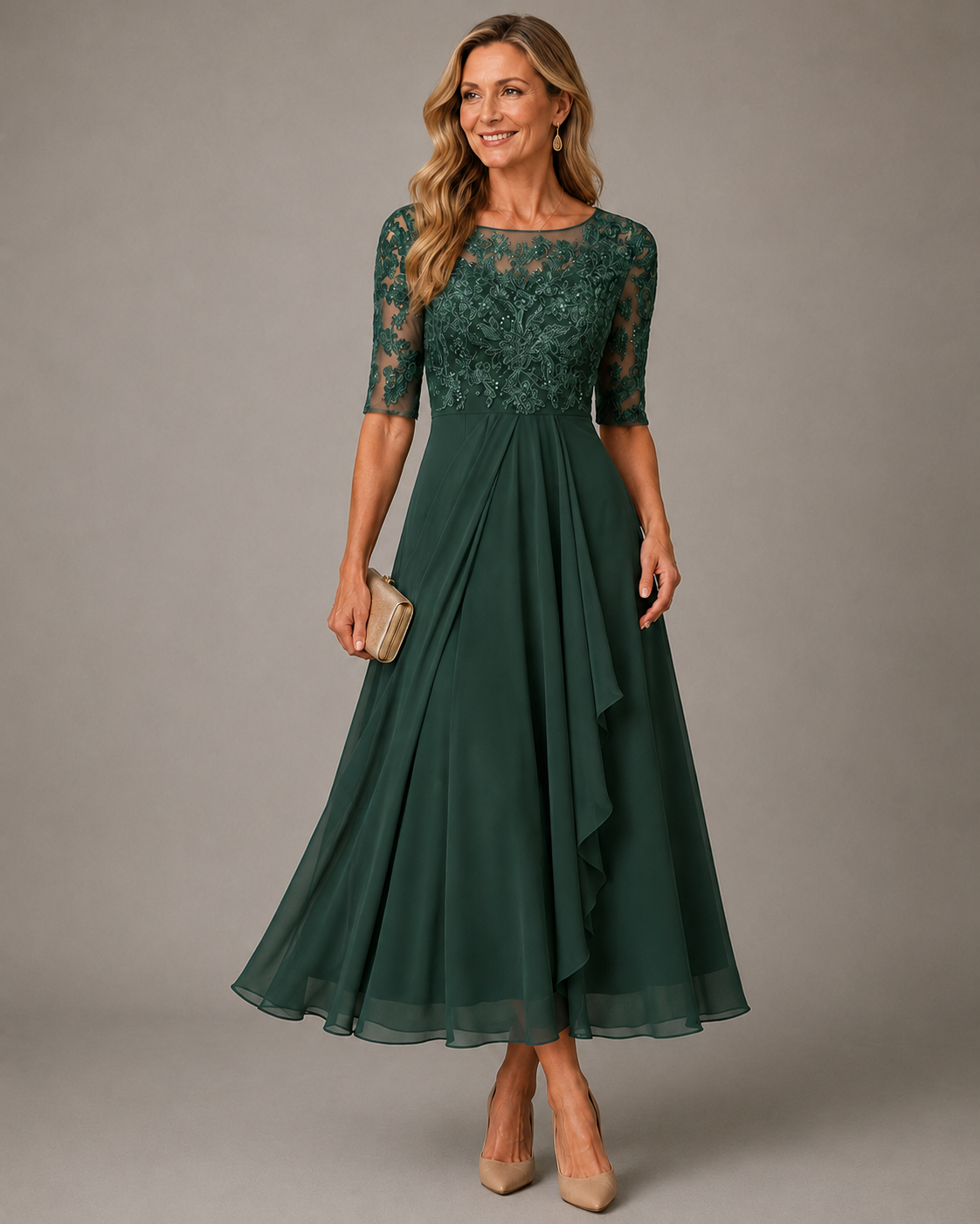 Rose Midi Dress - Green
