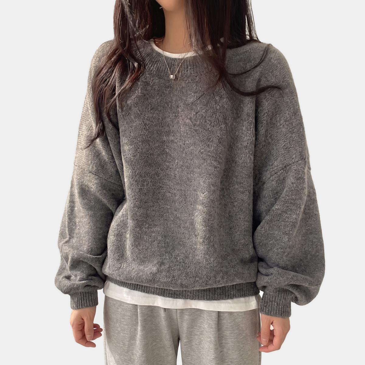 Women's Oversized Sweater Batwing Sleeve Side Slit Pullover