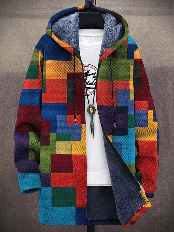 Marlene Artful Hooded Cardigan in Multicolor Block