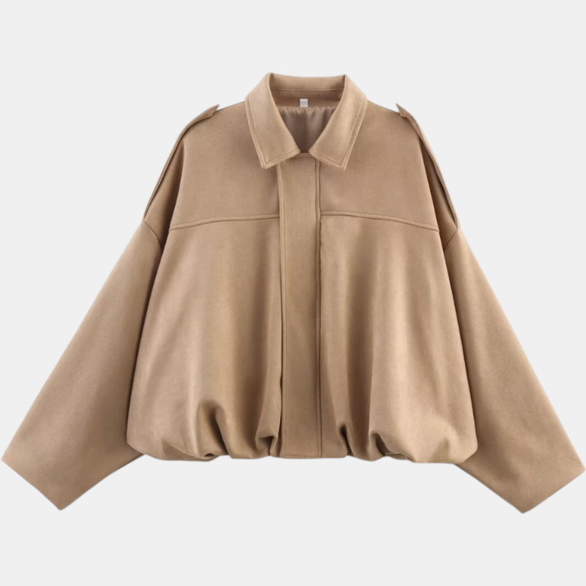 Women's Blouson Hem Batwing Sleeve Suede Aviator Jacket