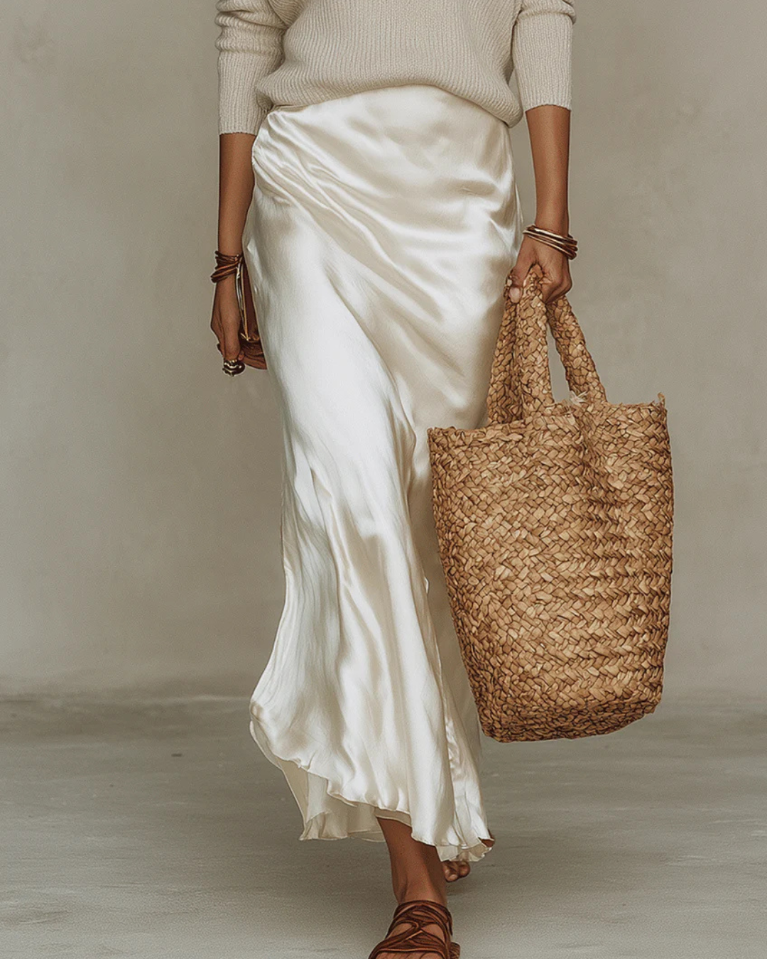 Kimberly | Midi Satin Dress with Included Sweater