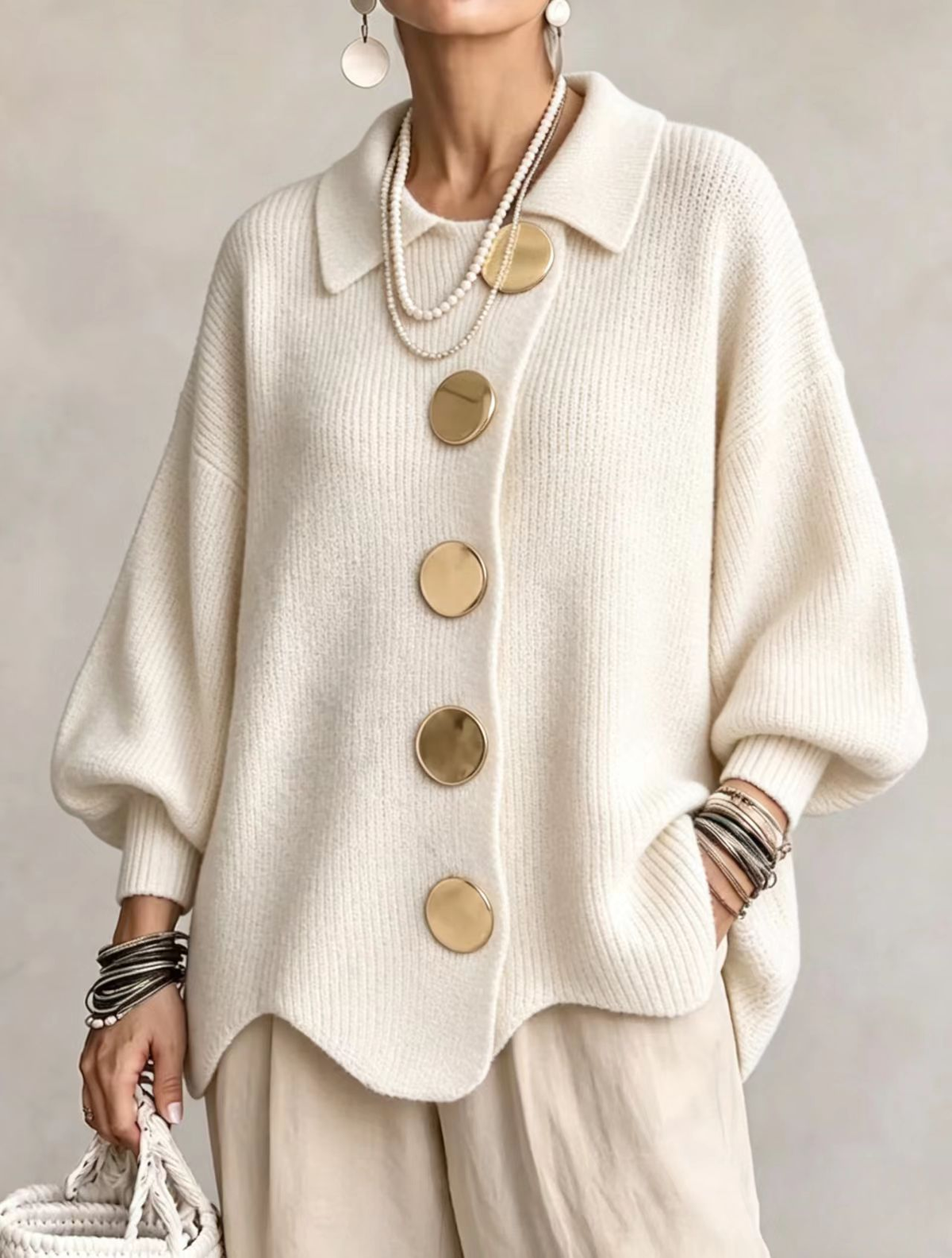 Rosalie Cardigan - Cream and White